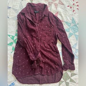 Madewell Plum Button-Up Lined Flannel Shirt